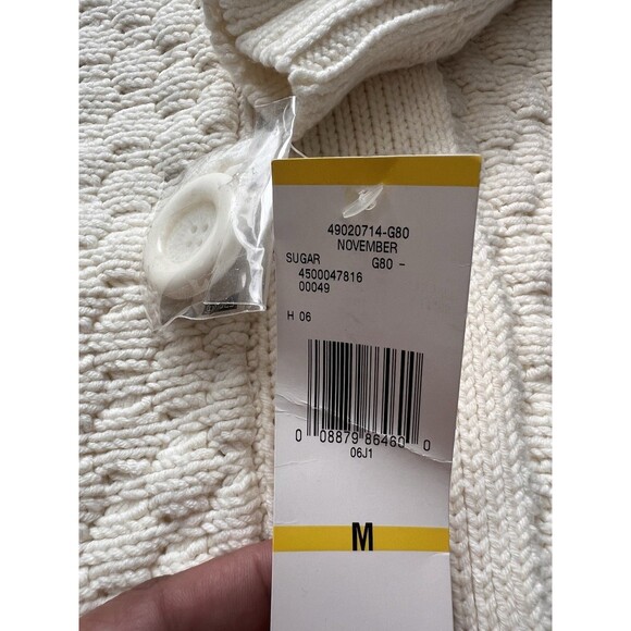NWT Jones New York Sport Shawl Collar Ribbed Chunky Cardigan Womens Size M Ivory - Picture 7 of 7